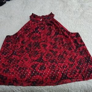 Simply Vera Vera Wang Red and Black Abstract Blouse